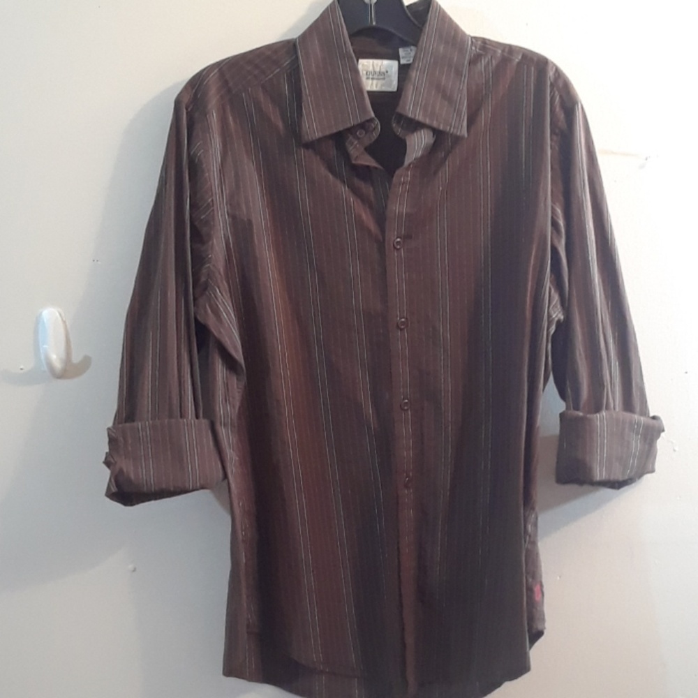 Men's GUESS Brown Dress Shirt Size Medium